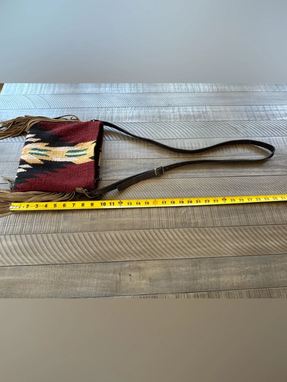 MZ Made Fringe - Wool Brisas Pattern Handwoven Crossbody Bag Purse